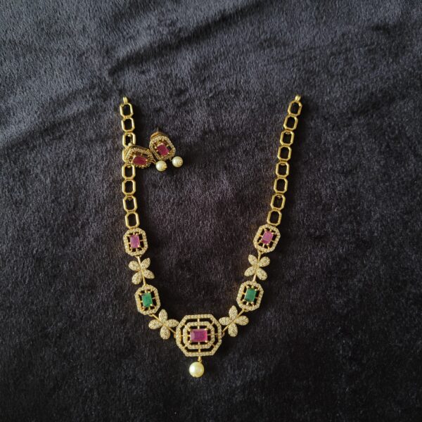 Neck Set with Multicolor Stones and Earrings