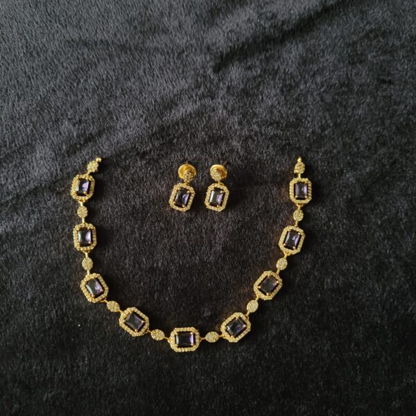 Purple Stone Neckpiece with Ear Rings