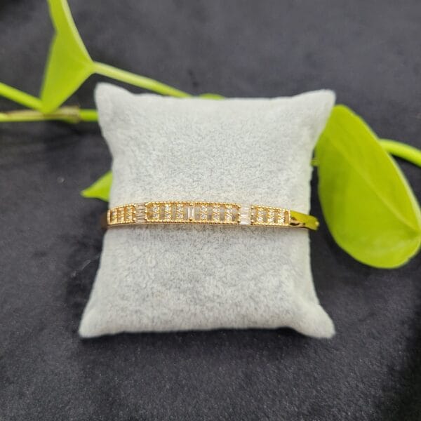 White stone gold bracelet lock type with sparkling stones for women – 26BR0012