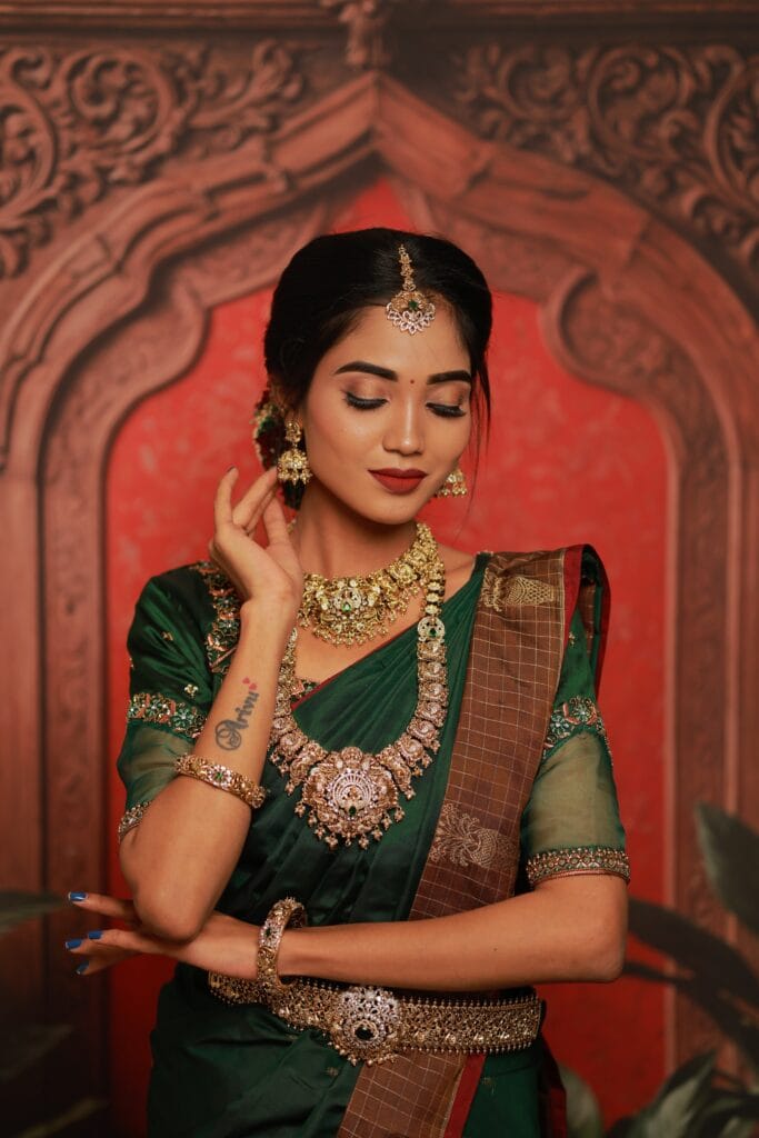 south indian bride wearing rental bridal jewellery